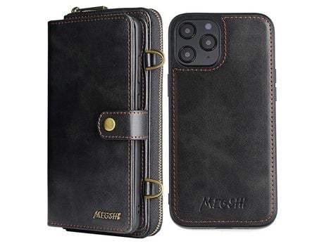 Funda PU magnético a prueba de choques negro por iPhone 12 Pro Max 6.7