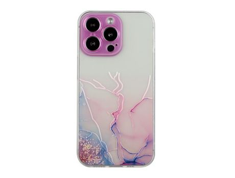 Funda TPU patrón de mármol de corte preciso rosa por iPhone 13 Pro Max 6.7