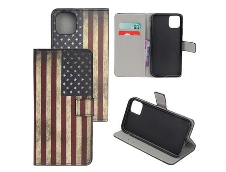 Carcasa PU impresión patrón con suporte bandeira americana do vintage por Apple iPhone XR 6.1 pouces (2019)