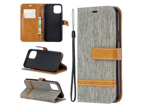 Carcasa PU pano de jeans de colores sortidas Gris por Apple iPhone XS/X 5.8 pouces (2019)
