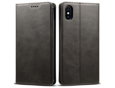 Funda PU absorción magnética con soporte negro por iPhone XS Max 6.5