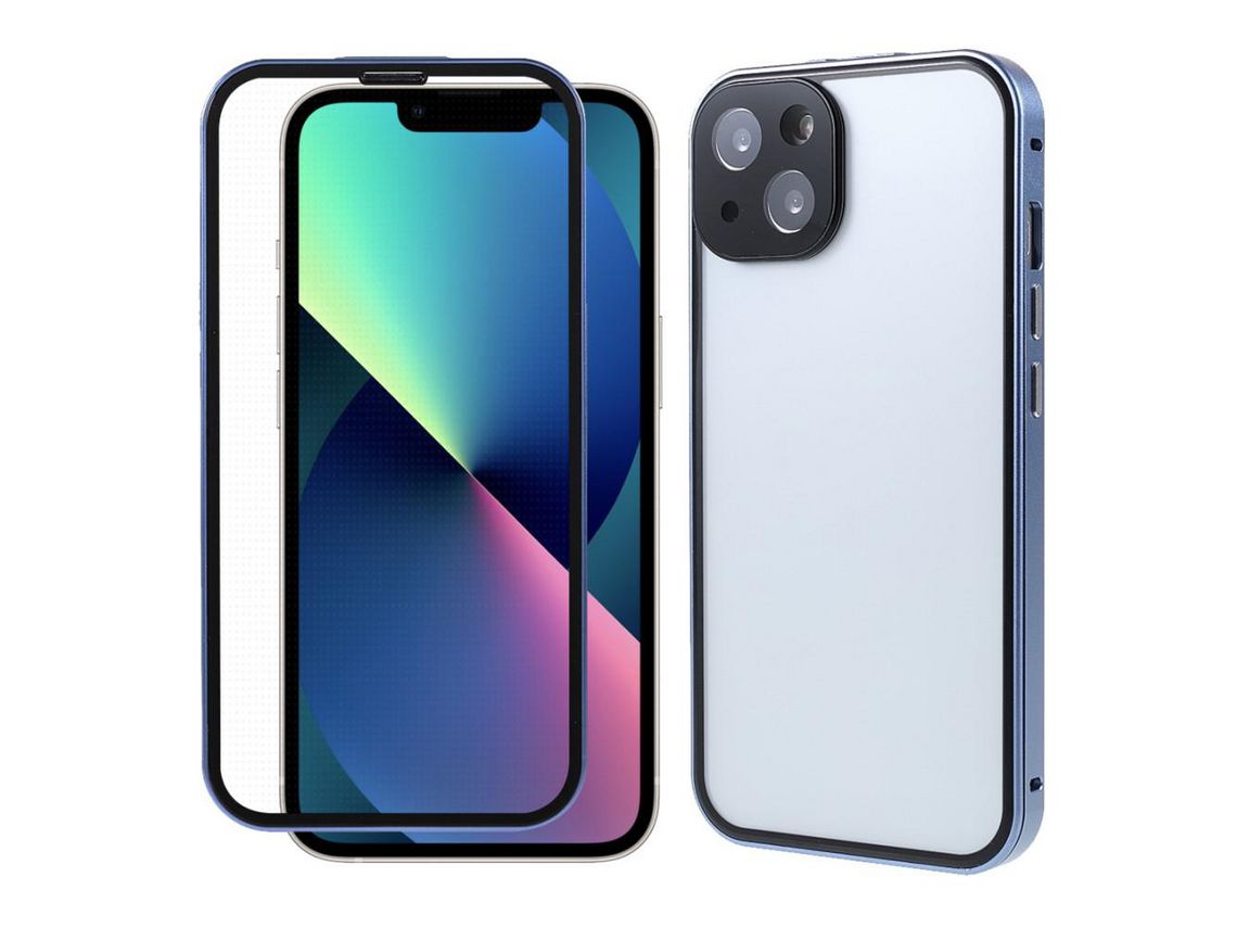 Funda TPU + acrílico absorción magnética azul por iPhone 13 6.1