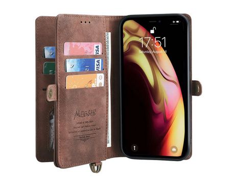 Funda PU magnético con soporte marrón por iPhone XS Max 6.5
