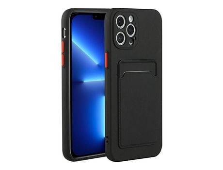 Funda TPU flexível con porta-tarjetas externo negro por iPhone 13 Pro Max 6.7