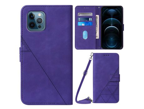 Funda PU Anti-lágrimas con bandolera de ombro púrpura por iPhone 12 Pro Max 6.7