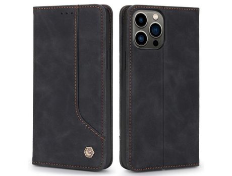 Funda PU absorción magnética con soporte negro por iPhone 13 Pro 6.1