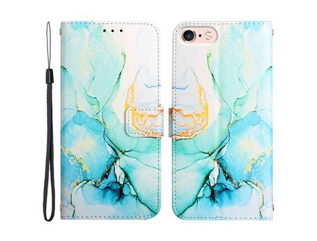 Funda PU patrón de mármol verde por iPhone SE (2022)/SE (2020)/8/7 4.7