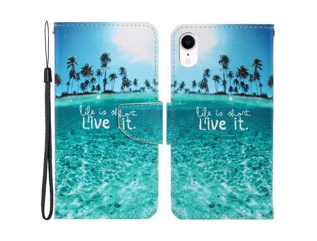 Funda PU con suporte magnético forte Tempo à beira-mar por iPhone XR 6.1