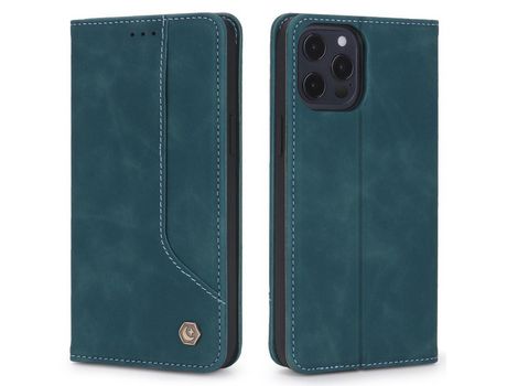 Funda PU estilo retro absorción magnética azul por iPhone 12/12 Pro 6.1