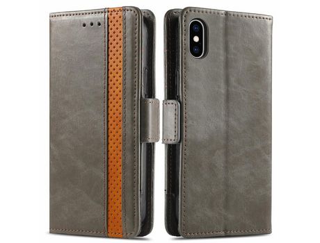 Funda PU CASENEO a prueba de choques cinza por iPhone XS Max 6.5