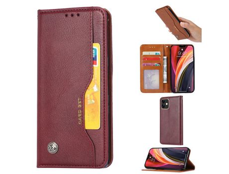 Carcasa PU clássico auto-absorvida con apoyo vinho rojo por Apple iPhone 12 Max/Pro 6.1