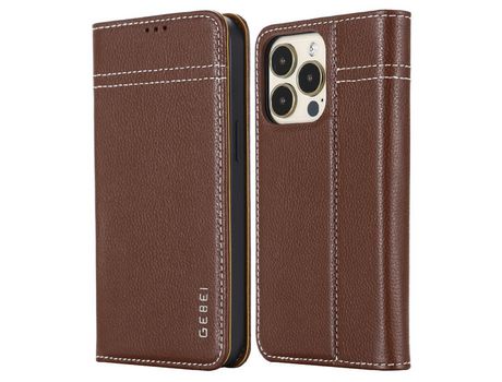 Funda de couro genuino con 2 porta-tarjetas castanhos por iPhone 13 Pro 6.1