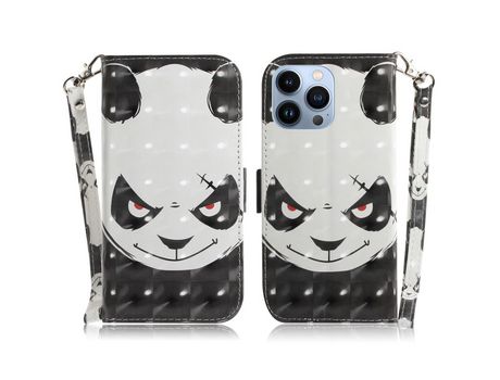 Funda PU + TPU decorazón de pontos claros con suporte Panda por iPhone 13 Pro 6.1