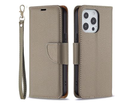Funda PU + TPU Cerrar magnético de Grano de lichia cinza por iPhone 13/iPhone 13 Pro