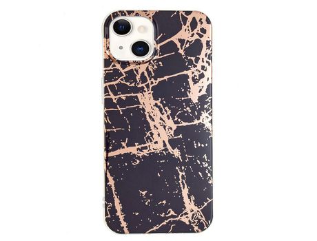 Funda TPU patrón mármol galvanizado negro/dourado por iPhone 13 mini 5.4