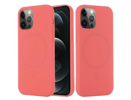 Carcasa silicona absorción magnética líquida rosa quente por Apple iPhone 12/12 Pro seguro magnético