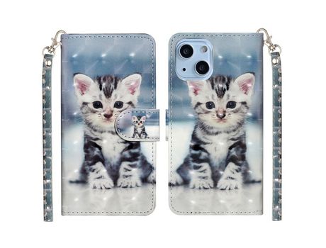Funda PU + TPU anti-queda con suporte por gatos por iPhone 13 mini 5.4
