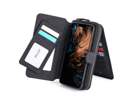Funda PU Anti-lágrimas magnético a prueba de choques con soporte negro por iPhone 13 Pro Max 6.7