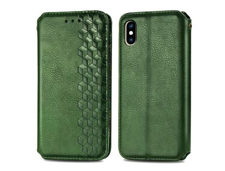Funda PU patrón de losango verde por iPhone XS Max 6.5