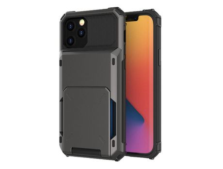 Funda TPU anti-queda porta-tarjetas híbrido negro por iPhone 13 Pro Max 6.7