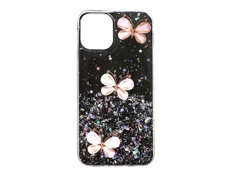 Carcasa TPU Epóxi 3D patrón polilla negro por Apple iPhone 12 Max/Pro 6.1