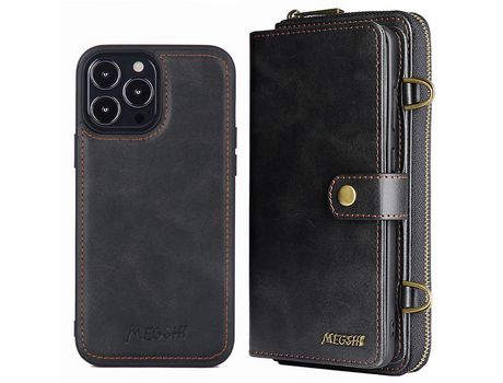 Funda PU Anti-lágrimas magnético a prueba de choques negro por iPhone 13 Pro Max 6.7