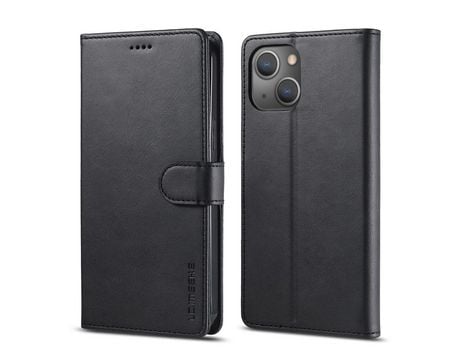Funda PU + TPU LC.IMEEKE con suporte y porta-tarjetas negro por iPhone 13 6.1