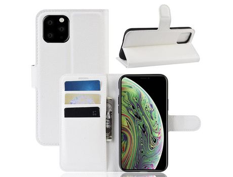 Carcasa PU branco con apoyo por Apple iPhone 5.8 (2019)