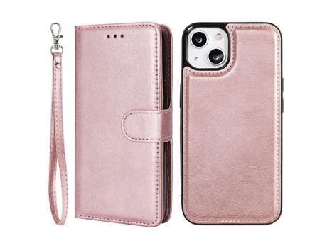 Funda PU + TPU Cerrar magnético removível 2 en 1 a prueba de choques con suporte en ouro rosa por iPhone 13 mini 5.4