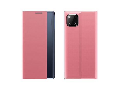 Carcasa PU ver ventana auto-absorvida flip con apoyo rosa por Apple iPhone 12 Mini
