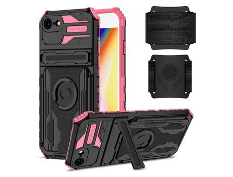 Funda TPU camada dupla con muleta rosa por iPhone 7 4.7 /8 4.7 /SE (2nd Gen)