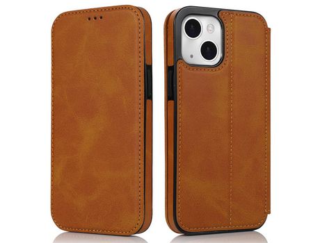 Funda TPU + PU absorción magnética con suporte y suporte de tarjeta caqui por iPhone 13 mini 5.4
