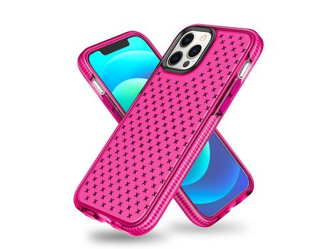 Carcasa TPU superfície de patrón de grade flexible rosa por Apple iPhone 12/12 Pro