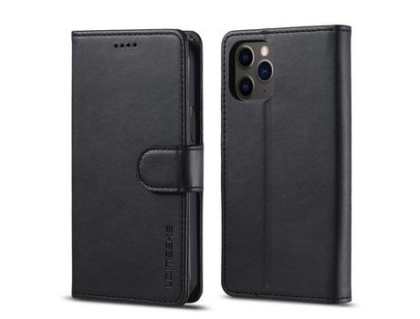 Carcasa PU con apoyo negro por Apple iPhone 12 Pro Max 6.7