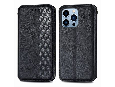 Funda PU + TPU patrón de diamante con fundo negro por iPhone 13 Pro 6.1