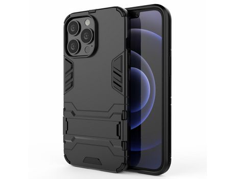 Funda TPU a prueba de choques 2 en 1 híbrido flexível con suporte negro por iPhone 13 Pro 6.1