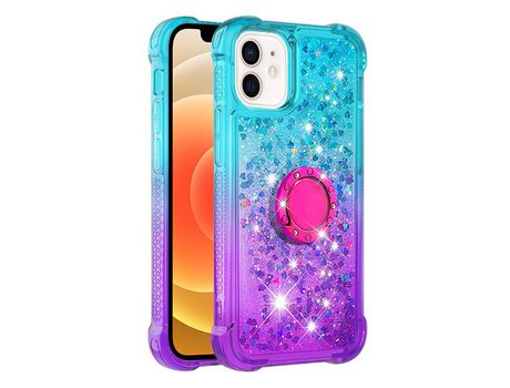 Funda TPU patrón de brilho de areia movediça con muleta Cielo azul/púrpura por iPhone 12 mini 5.4