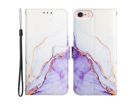 Funda PU patrón de mármol Branco púrpura por iPhone SE (2022)/SE (2020)/8/7 4.7