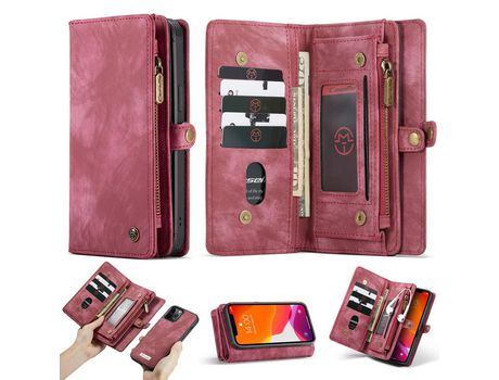 Carcasa PU multi-funcional 2-in-1 estante dividida rojo por Apple iPhone 12 Pro Max 6.7