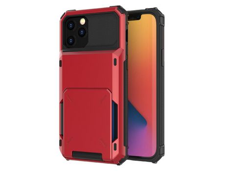 Funda TPU con porta-tarjetas con aba híbrido rojo anti-queda por iPhone 13 mini 5.4