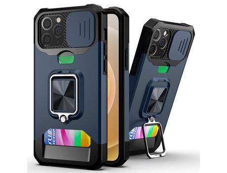 Funda TPU híbrido con porta tarjeta azul marinho por iPhone 12/12 Pro 6.1