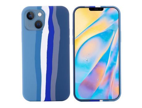 Funda silicone estilo arco-íris azul por iPhone 13 6.1