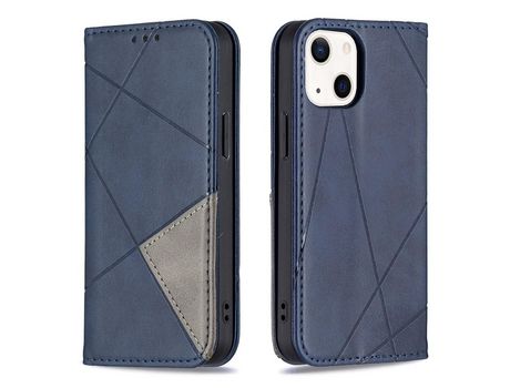 Funda PU + TPU patrón de diamante con suporte y suporte por tarjeta azul por iPhone 13 6.1