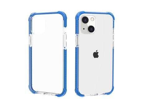 Funda de acrílico a prueba de choques quatro cantos engrossado azul transparente por iPhone 13 mini 5.4