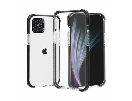 Carcasa TPU híbrido à prova de caídas con almofada transparente negro por Apple iPhone 12 Max 6.1