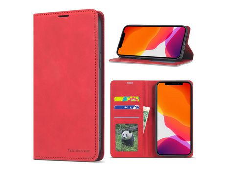 Carcasa PU toque sedoso rojo por Apple iPhone 12 5.4