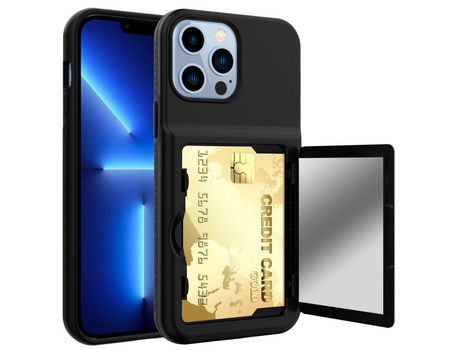Funda TPU + acrílico con porta-tarjetas y espelho oculto negro por iPhone 13 Pro Max 6.7