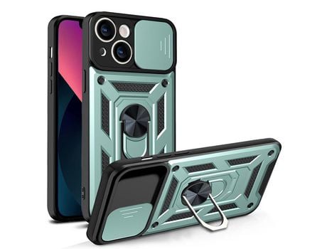 Funda TPU controle deslizante da câmera anti-queda con suporte verde por iPhone 13 mini 5.4