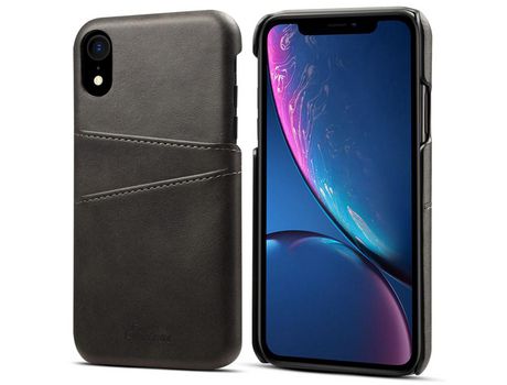 Funda TPU + PU Anti-lágrimas con slots de tarjeta negro por iPhone XR 6.1