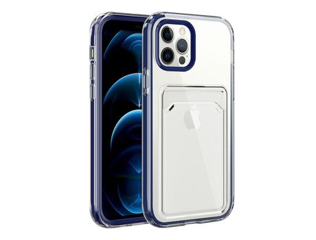 Funda TPU transparente a prueba de choques à prova de queda con suporte por tarjeta azul royal por iPhone 13 mini 5.4